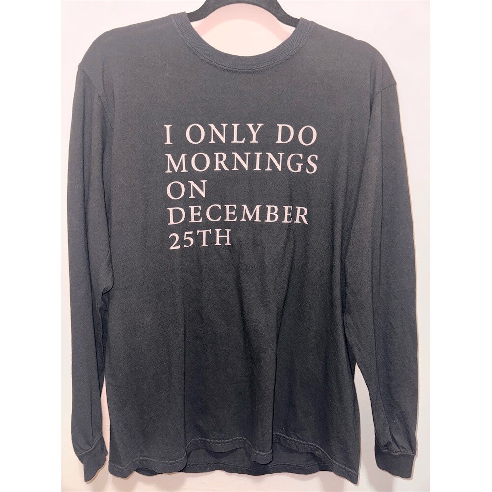 Gildan Ultra Cotton T-Shirt Unisex XL Black Long Sleeve Christmas Funny